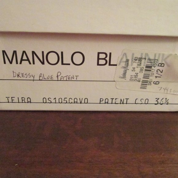 Manolo Blahnik Dark Navy Patent Leather Peep Toe Rhinestone Ball - Picture 3 of 7